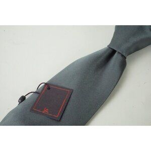 Isaia Napoli 100% Silk Dark Stainless Steel 7 Fold New With Tags Tie